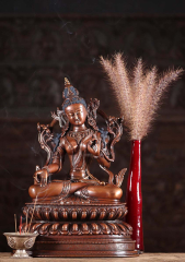 Sacred Mother | Newari Style Tibetan Green Tara Buddhist Statue 15”